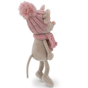 Мягкая игрушка Мася Мышь 20 см в розовом шарфике и шапочке