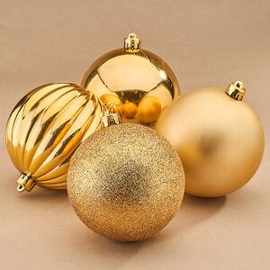 Набор пластиковых шаров Блеск 10 см золотой, 4 шт Winter Deco фото 1