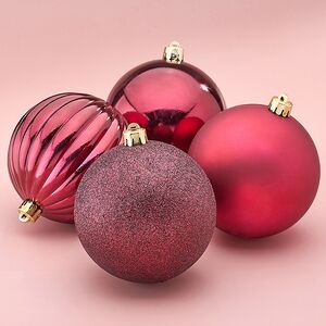 Набор пластиковых шаров Блеск 10 см бордовый, 4 шт Winter Deco фото 1