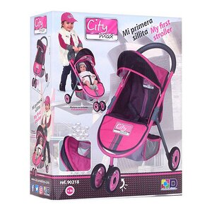 Прогулочная коляска для куклы Сити трехколесная 56 см розовая Decuevas Toys фото 4
