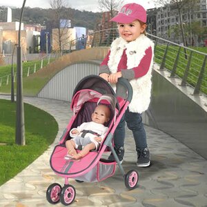 Прогулочная коляска для куклы Сити трехколесная 56 см розовая Decuevas Toys фото 2