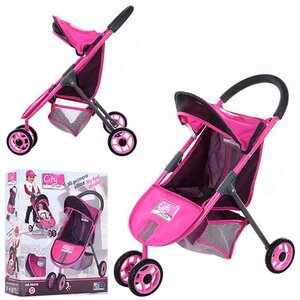 Прогулочная коляска для куклы Сити трехколесная 56 см розовая Decuevas Toys фото 3