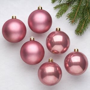 Набор пластиковых шаров Розовый Бархат 8 см, 6 шт, mix