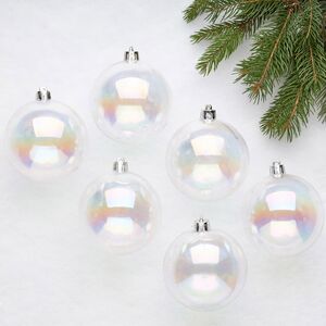 Набор пластиковых шаров Прозрачный Перламутр 8 см, 6 шт Winter Deco фото 1