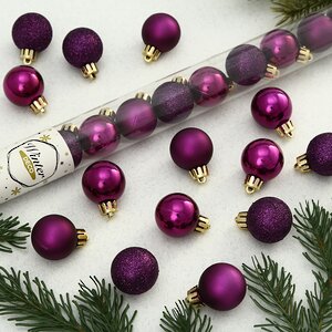 Набор пластиковых шаров Блеск 3 см royal purple, 14 шт Winter Deco фото 1