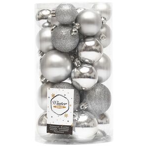 Набор пластиковых шаров Luminous - Серебряный, 4-6 см, 30 шт Winter Deco фото 3
