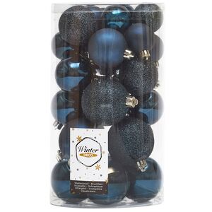 Набор пластиковых шаров Luminous - Синий Бархат, 4-6 см, 30 шт Winter Deco фото 3