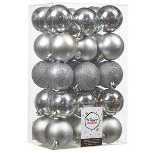 Коллекция пластиковых шаров Gracy - Silver 6 см, 30 шт, mix Winter Deco фото 3