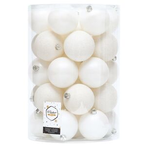 Набор пластиковых шаров Grande Collection - Белый, 8 см, 34 шт Winter Deco фото 3