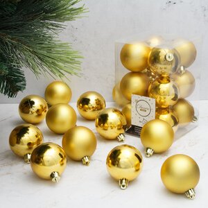 Набор пластиковых шаров Насыщенно Золотой 6 см, 12 шт, mix Kaemingk/Winter Deco фото 1