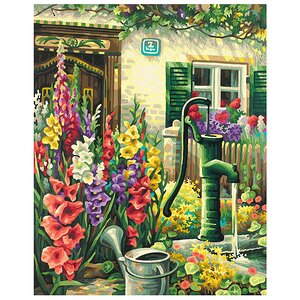 Картина по номерам "Цветник у дома", 40*50 см