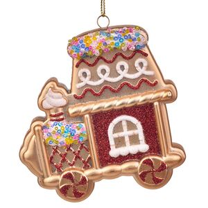 Елочная игрушка Сказочный Поезд 10 см, красная, подвеска