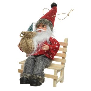 Елочная игрушка Санта на скамейке - Winter Fun 13 см, подвеска Kaemingk фото 1