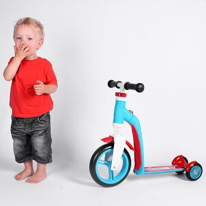 Трехколесный самокат-беговел 2 в 1 Highway Baby Plus, сине-красный, до 20 кг Scoot&Ride фото 3