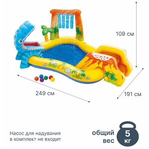 Игровой центр Динозавр 57444 Intex 249*191*109 см с горкой и фонтаном, клапан INTEX фото 2