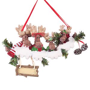 Именная елочная игрушка Лось Хартли и Семья 13*7 см, подвеска