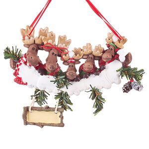 Именная елочная игрушка Лось Хартли и Семья 13*10 см, подвеска