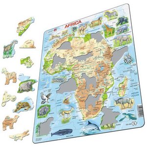 Пазл Карты и Континенты - Африка с животными, 63 элемента, 36*28 см LARSEN фото 2