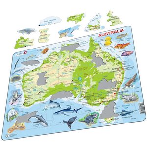 Пазл Карты и Континенты - Австралия с животными, 65 элементов, 36*28 см LARSEN фото 2