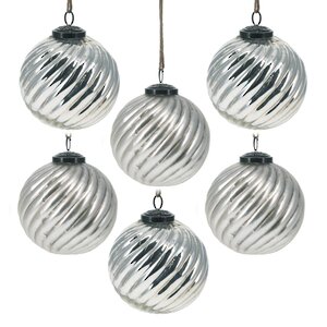 Набор стеклянных шаров Roffelle Silver 10 см, 6 шт Koopman фото 1