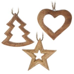 Набор деревянных елочных игрушек Триумф 10 см, 3 шт Koopman фото 1