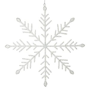 Елочная игрушка из бисера Снежинка Магре 35 см, белая, подвеска