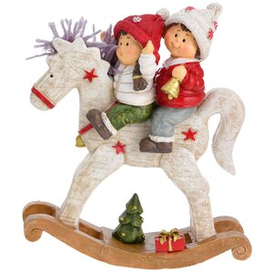 Новогодняя статуэтка Малыши на Лошадке с колокольчиком 22 см Koopman фото 1
