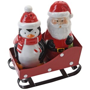 Набор для соли и перца Рождественские Сани - Санта с Пингвином 11*9 см Koopman фото 1
