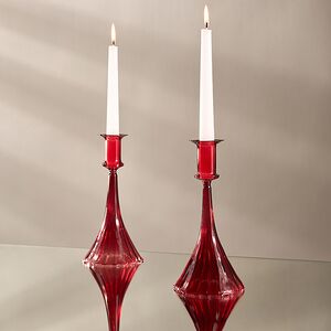 Стеклянный подсвечник на одну свечу Rossella 22 см красный Koopman фото 2