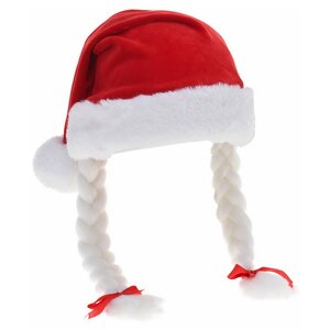 Новогодняя шапка с косичками Внучка Мороза, для взрослых