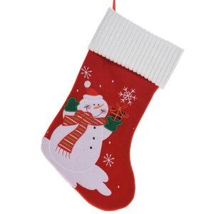 Новогодний носок для подарков Радостный Снеговик 46 см
