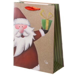 Пакет для подарков Новогодний Переполох: Санта с подарочком 24*18 см Koopman фото 1
