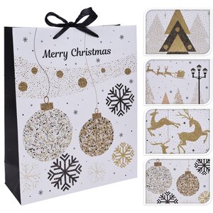 Подарочный пакет Merry Christmas - Санта над городом 24*18 см