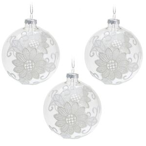 Набор стеклянных шаров Снежное Кружево 8 см, 12 шт