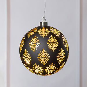 Светящийся елочный шар Гримм 15 см, теплые белые LED, на батарейках