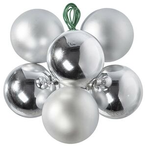 Гроздь стеклянных шаров на проволоке 3 см серебряный mix, 6 шт