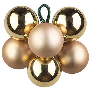 Гроздь стеклянных шаров на проволоке 3 см золотой mix, 6 шт