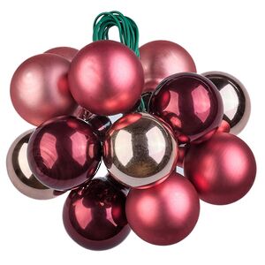 Гроздь стеклянных шаров на проволоке Crimson Sunset 2 см, 12 шт