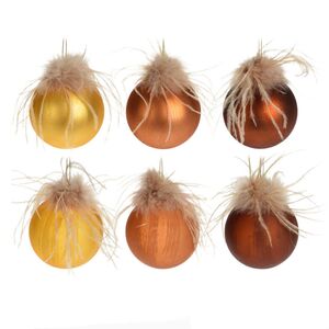 Набор стеклянных елочных шаров Мануэлита Сиена 8 см, 12 шт