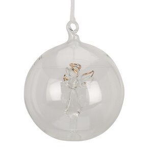Стеклянный шар с композицией Ангел Аделла 8 см, подвеска Koopman фото 2