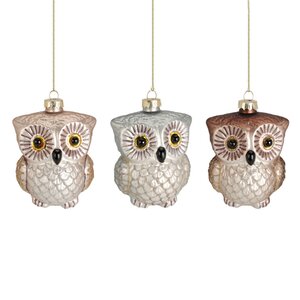 Набор стеклянных елочных игрушек Charming Owlets 10 см, 9 шт, подвеска Koopman фото 1