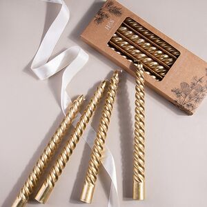 Витые свечи Luton 25 см золотой металлик, 4 шт