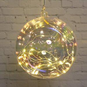 Подвесной светильник Шар Бертран 20 см, 25 теплых белых LED ламп, на батарейках, стекло Koopman фото 1