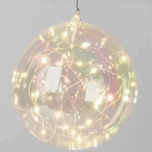 Подвесной светильник Шар Бертран 20 см, 25 теплых белых LED ламп, на батарейках, стекло Koopman фото 2