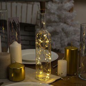 Гирлянда - пробка для бутылки Капельки, 8 теплых белых LED ламп, на батарейках, IP20