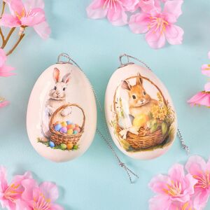 Пасхальные украшения Яйца: Кролики Кузя и Зюзя 7 см, 2 шт