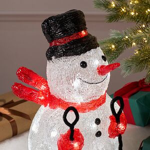 Светодиодная фигура Снеговик Брамс с красным шарфом 31 см, 30 холодных белых LED ламп, IP44 Koopman фото 2