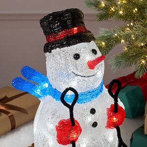 Светодиодная фигура Снеговик Брамс с синим шарфом 31 см, 30 холодных белых LED ламп, IP44 Koopman фото 2