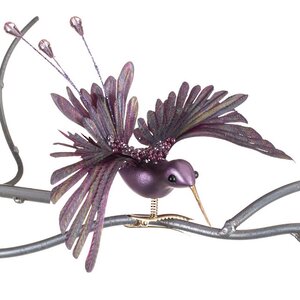 Елочное украшение Колибри Белла фон Сантьяго 18 см, пурпурная, клипса