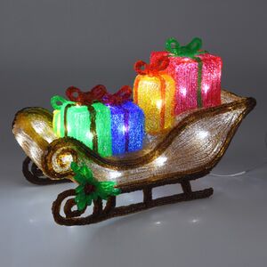 Светодиодная фигура Сани Деда Мороза 40*27 см, 40 холодных белых LED ламп, таймер, IP44